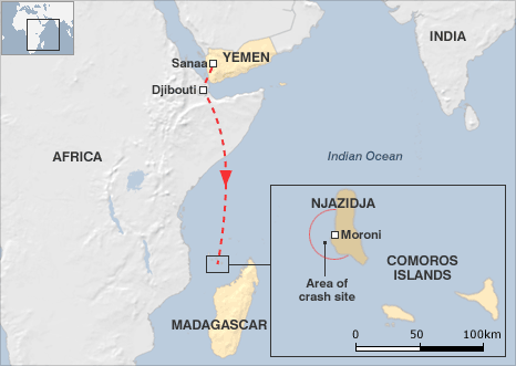 Map of aircraft's route