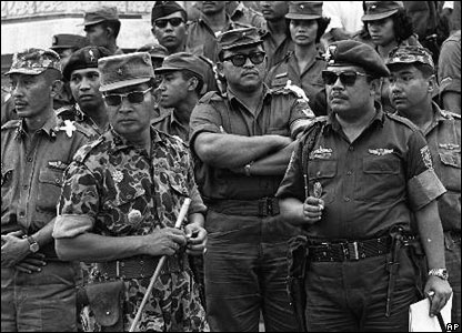 Maj. Gen. Suharto, left, Oct. 6, 1965