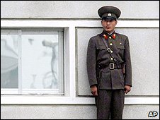 A North Korean soldier at the border village of Panmunjom, 9 June