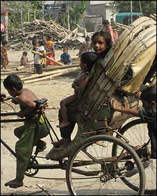 Children outside a Dhaka slum