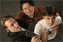YouTube founders Chad Hurley, left, Steve Chen, center, and Jawed Karim.