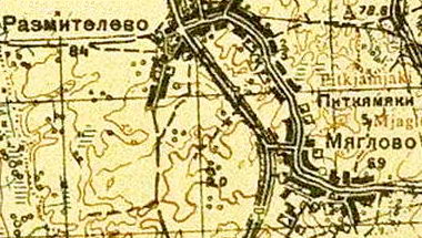 Деревня Питкямяки на карте 1939 года
