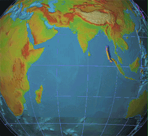 Endonezya Depremi'nin ardından oluşan tsunaminin Hint Okyanusu'nda yayılışı. (Üreten: NOAA)
