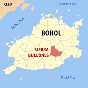 Mapa sa Bohol nga nagapakita kon asa nahimutangan ang Sierra Bullones