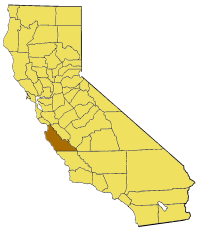 Map of California highlighting Monterey County