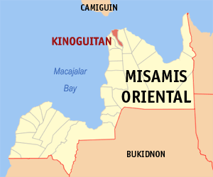 Mapa sa Misamis Oriental nga nagpakita kon asa nahimutang ang Kinoguitan