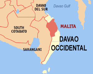 Mapa sa Davao Occidental nga nagpakita kon asa nahimutang ang Malita