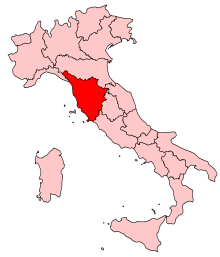 Poziția regiunii Regione Toscana