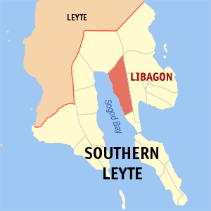 Mapa sa Habagatang Leyte nga nagapakita kon asa nahimutang ang Libagon