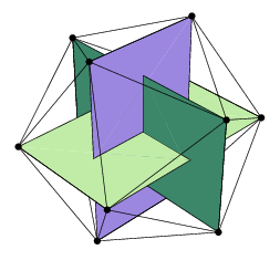 Kultaiset suorakulmiot ikosaedrin sisällä