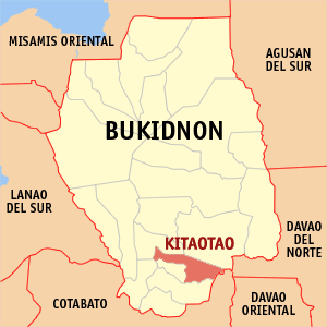 Mapa sa Bukidnon nga nagapakita kon asa nahimutangan ang Kitaotao