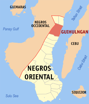 Mapa sa Negros Oriental nga nagpakita sa nahimutangan sa Guihulñgán