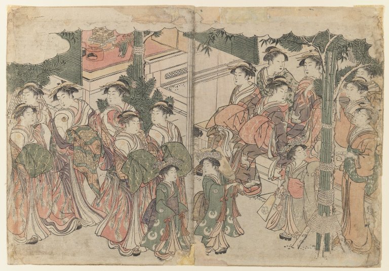File:Brooklyn Museum - Courtesan's Entourage at New Year's Festival - Kitagawa Utamaro.jpg