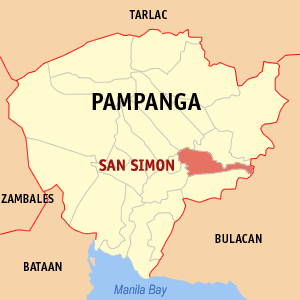 Mapa han Pampanga nga nagpapakita kon hain nahamutang an San Simon