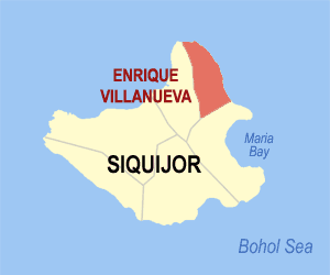 Mapa sa Siquijor nga nagapakita kon asa nahamutangan ang Enrique Villanueva