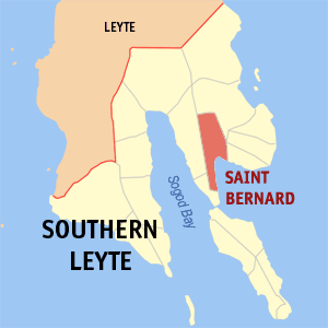 Mapa han Southern Leyte nga nagpapakita kon hain nahamutangan an Saint Bernard