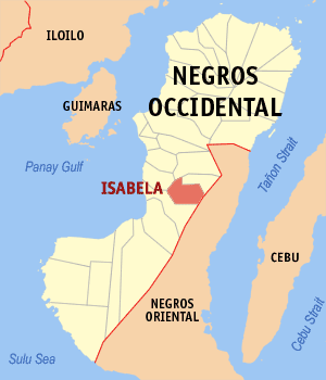 Mapa sa Negros Occidental nga nagapakita kon asa nahimutang ang Isabela