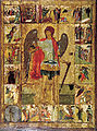 Michele Arcangelo e scene bibliche, icona russa, c. 1410