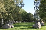 Askeberga skeppssättning, eller Ranes stenar i Skövde kommun, består av 24 stenblock med en vikt av cirka 20–30 ton vardera.[22]