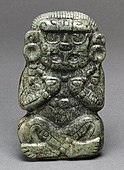 Jadeite rain deity with arms in royal posture, Early Classic (Metropolitan Museum of Art)