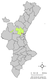 Localização do município de San Antonio de Benagéber na Comunidade Valenciana