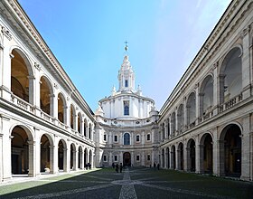 Église Sant'Ivo alla Sapienza, façade concave enserrée dans les ailes du Palazzo alla Sapienza.