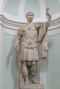 Római császárszobor Traianus fejével (Uffizi Galéria)