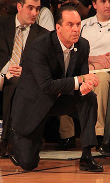 Mike Brey, as Notre Dame head coach, during a 2014 game