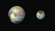 新視野號所見的冥王星和冥衛一（假色彩圖，2015年7月13日）