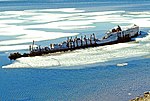 Dezember 2023: Das Wrack der Maud bei Cambridge Bay, Victoria Island, Kanada