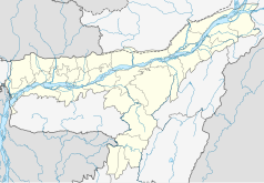 Mapa konturowa Asamu, na dole znajduje się punkt z opisem „Karimganj”