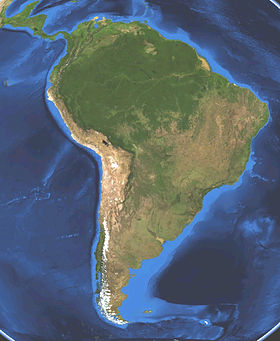 En sammansatt satellitbild av Sydamerika