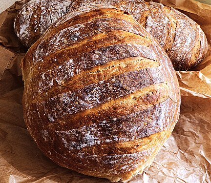 A loaf of bread made of wheat and rye flour