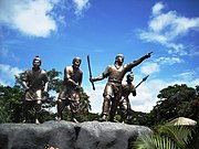 Statue of Ahom warriors near Sivasagar town, Assam