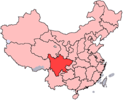 Sichuan er vist på kortet