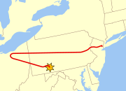 ユナイテッド航空93便の飛行経路