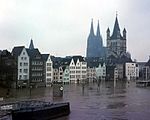 Rheinhochwasser in Köln im Jahr 1970