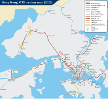 Peta jaringan Mass Transit Railway.