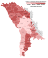 Votes won by the Communist Party of Moldova (PCRM) in the April 2009 legislative election by raion and municipality