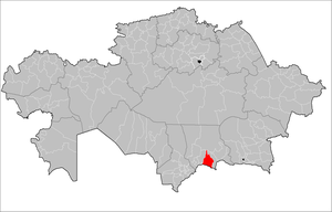 Location of Turar Ryskulov District in Kazakhstan
