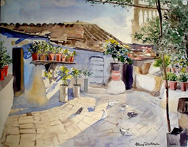 Terrasse Calle del Angel, aquarelle d'août 1909, localisation inconnue.
