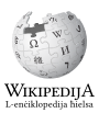 Wikipedia logo displaying the name "Wikipedia" and its slogan: "The Free Encyclopedia" below it, in Maltese