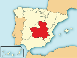 Situo de Kastilio-Manĉo enkadre de Hispanio
