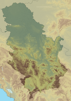 Рабровачко језеро на карти Србије