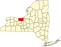 Map of New York highlighting Wayne County