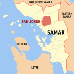 Map of Samar with San Jorge highlighted