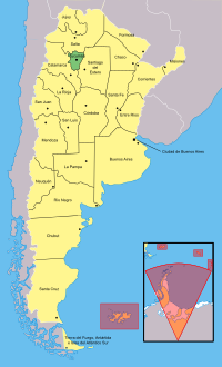 محل استان توکومان در نقشهٔ آرژانتین