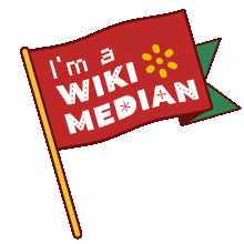 An image of an I'm a Wikimedian flag from Wikimania Singapore