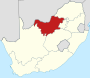 Map indicating the extent of North West within the Republic of South Africa