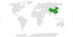 Map indicating locations of China and Ecuador